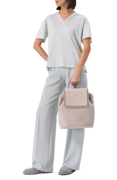 Женские замшевые лоферы SANTONI голубого цвета, арт. WUYG58856AIANPYL | Фото 2 (Материал внутренний: Натуральная кожа; Подошва: Платформа; Материал внешний: Натуральная кожа, Замша; Каблук высота: Низкий; Драгоценные камни: Проставлено; Материал сплава: Проставлено)