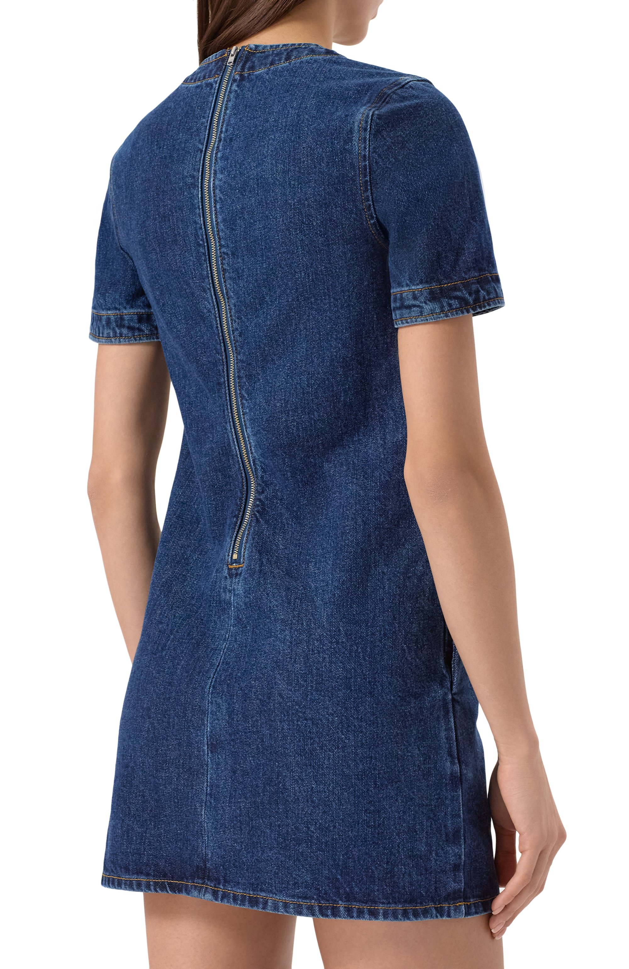 Джинсовое платье SELF-PORTRAIT синего цвета по цене 59200 руб., арт. SS25800SBL, фото 4 Джинсовое платье SELF-PORTRAIT, арт. SS25800SBL, фото 4