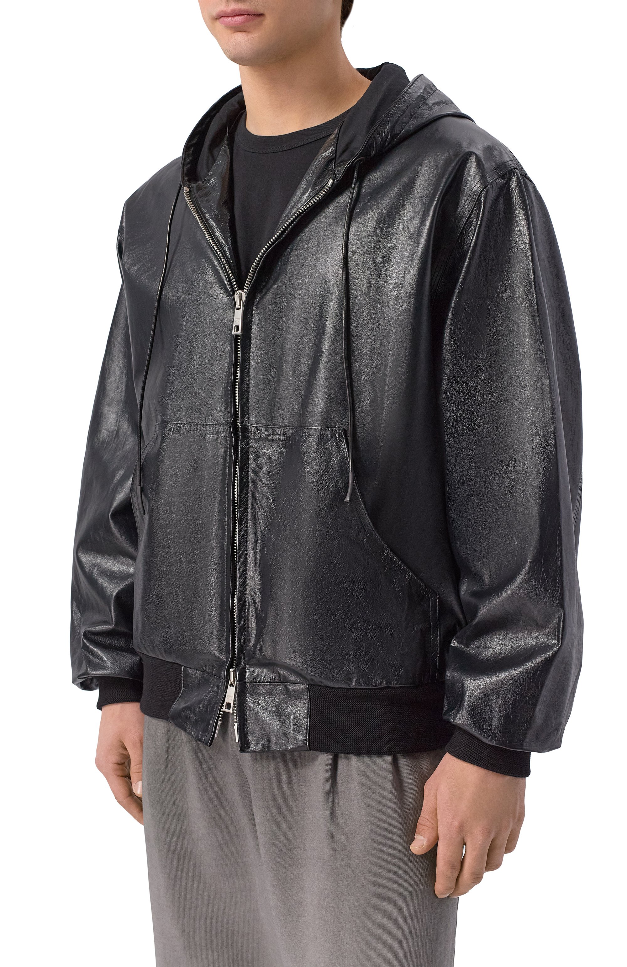 Кожаный бомбер GIORGIO BRATO черного цвета по цене 242000 руб., арт. GU26S26012BBTM, фото 3 Кожаный бомбер GIORGIO BRATO, арт. GU26S26012BBTM, фото 3