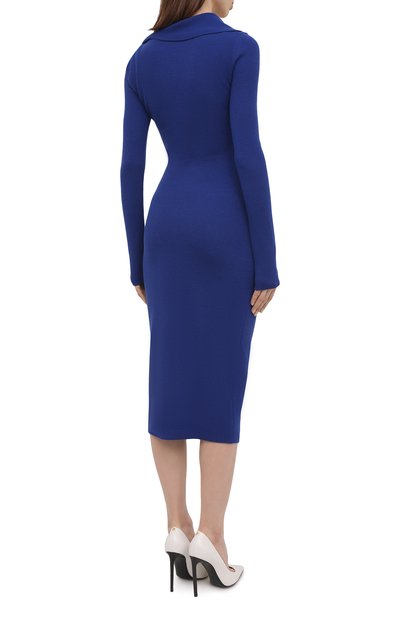 Шерстяное платье ALEXANDER MCQUEEN синего цвета по цене 155500 руб., арт. 650269/Q1AR9, фото 4 Шерстяное платье ALEXANDER MCQUEEN, арт. 650269/Q1AR9, фото 4
