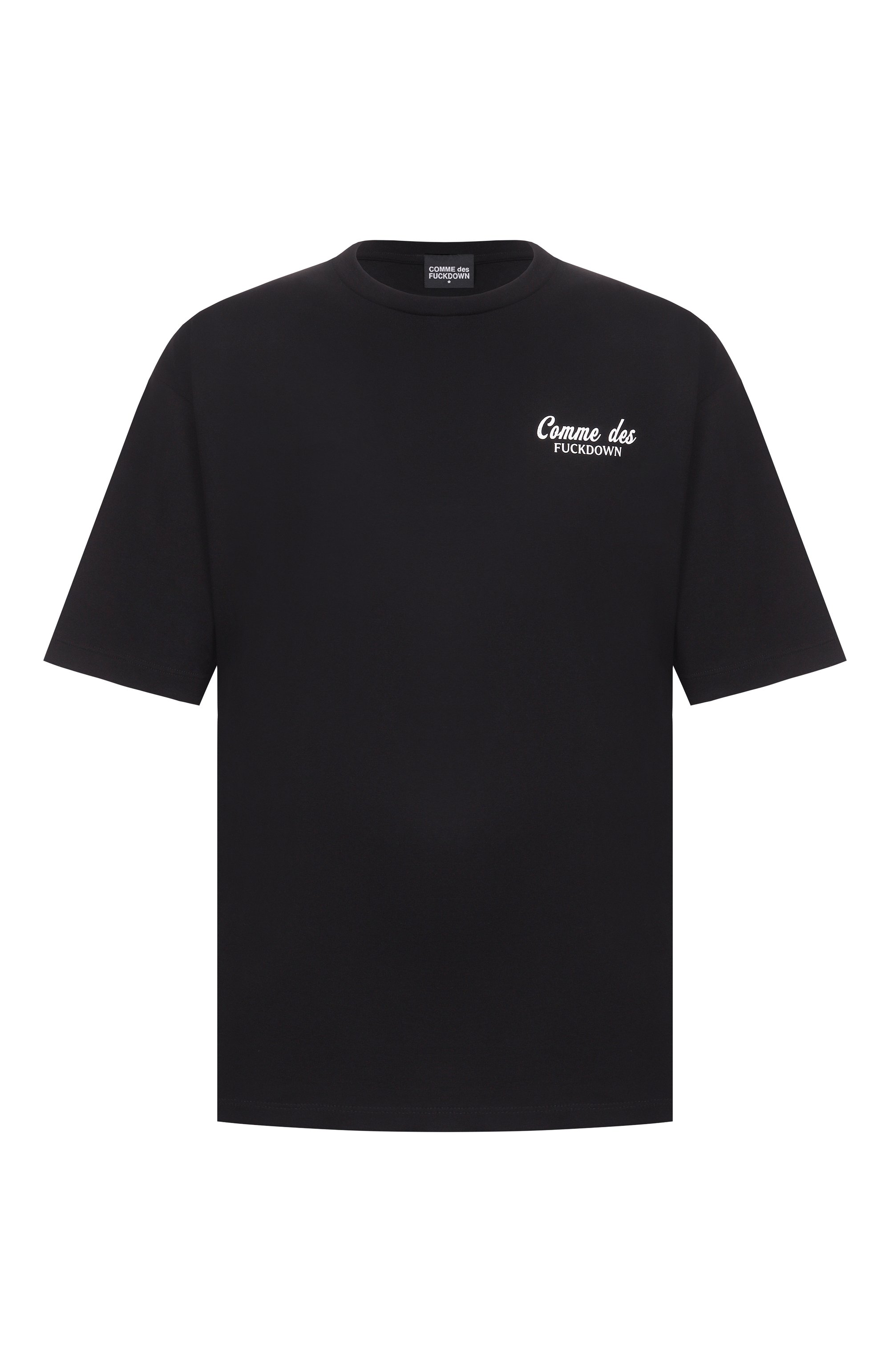 Хлопковая футболка COMME DES FUCKDOWN черного цвета по цене 8710 руб., арт. CFABW01668, фото 1 Хлопковая футболка COMME DES FUCKDOWN, арт. CFABW01668, фото 1
