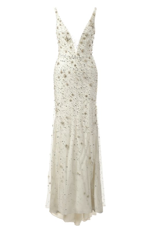 

Платье с отделкой стразами Jenny Packham, Белый