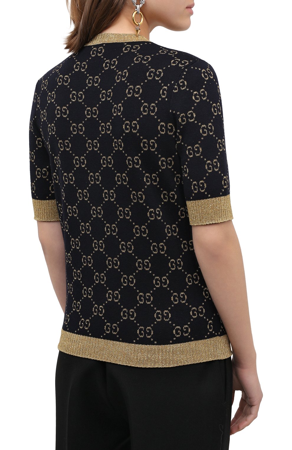 Хлопковый топ GUCCI синего цвета по цене 113760 руб., арт. 526759/X9W83, фото 4 Хлопковый топ GUCCI, арт. 526759/X9W83, фото 4