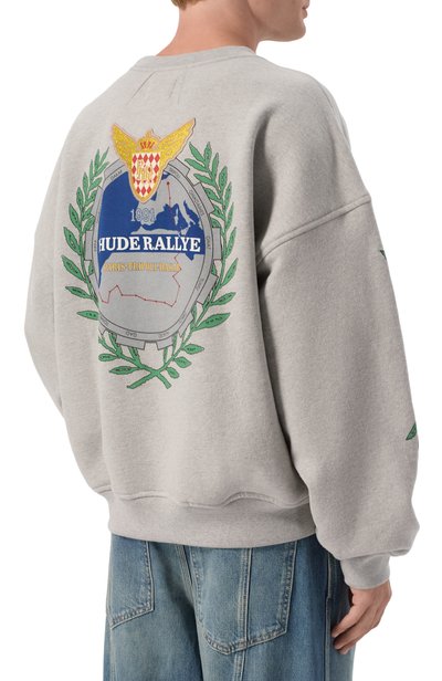 Хлопковый свитшот RHUDE серого цвета по цене 94800 руб., арт. RHPF26ST04083, фото 4 Хлопковый свитшот RHUDE, арт. RHPF26ST04083, фото 4