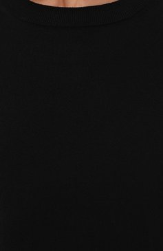 Женский шерстяной пуловер BOSS черного цвета, арт. 50492551 | Фото 5 (Материал внешний: Шерсть; Рукава: Длинные; Длина (для топов): Стандартные; Материал сплава: Проставлено; Женское Кросс-КТ: Пуловер-одежда; Драгоценные камни: Проставлено; Стили: Кэжуэл)