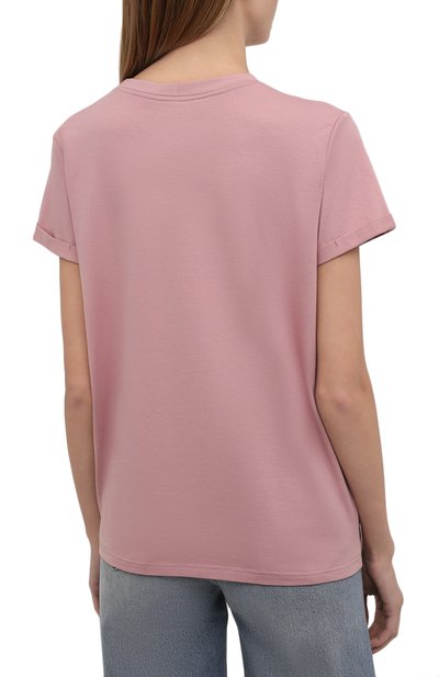 Хлопковая футболка SEVEN LAB красного цвета по цене 7520 руб., арт. T-MNC-GPG misty rose, фото 4 Хлопковая футболка SEVEN LAB, арт. T-MNC-GPG misty rose, фото 4