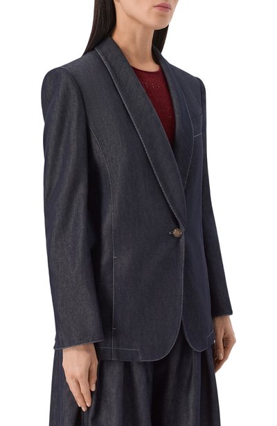Джинсовый жакет GIORGIO ARMANI темно-синего цвета по цене 358000 руб., арт. GW003505/TE23261, фото 3 Джинсовый жакет GIORGIO ARMANI, арт. GW003505/TE23261, фото 3