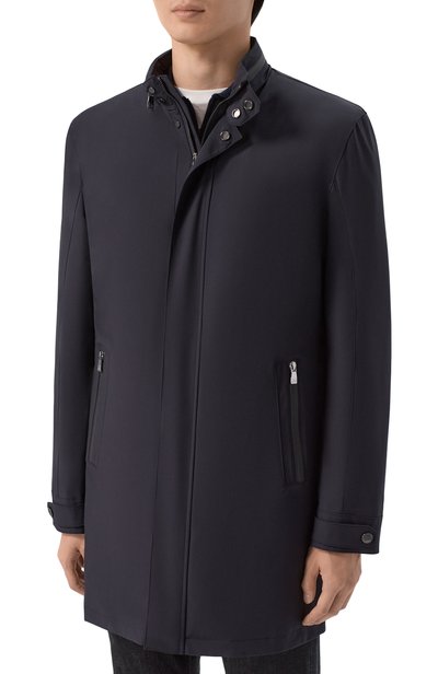 Утепленный плащ CORNELIANI темно-синего цвета по цене 164000 руб., арт. 2825M3/2A20152, фото 3 Утепленный плащ CORNELIANI, арт. 2825M3/2A20152, фото 3