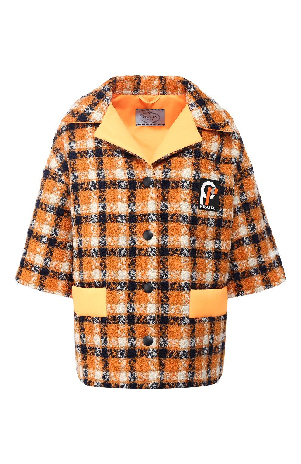 Шерстяной жакет в клетку с отложным воротником PRADA, арт. P558G-1SQ0-F0049, фото 1