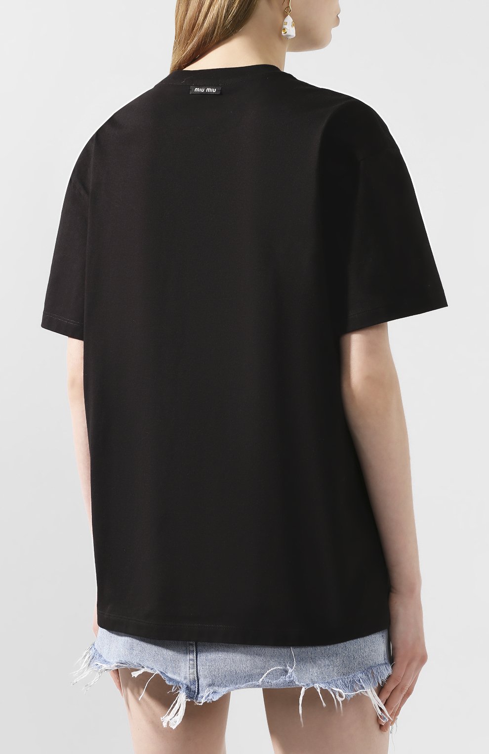 Хлопковая футболка MIU MIU, арт. MJN213-1WVN-F0002, фото 4