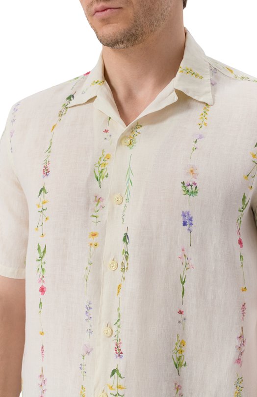 Льняная рубашка 120% Lino 33ALIM1PKD/G449/000 Кремовый  33ALIM1PKD/G449/000 Фото 5