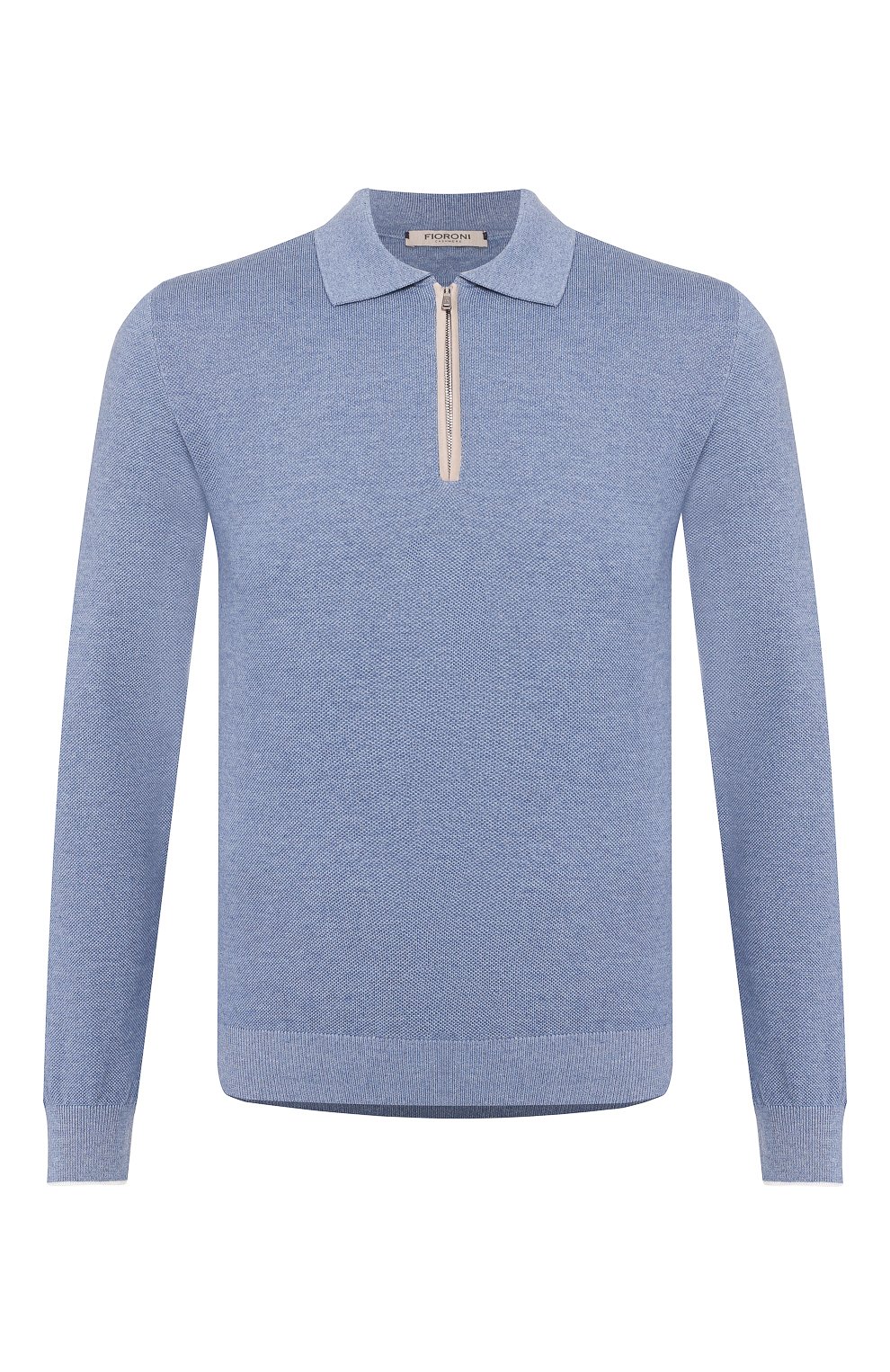 Поло из смеси хлопка и шелка FIORONI голубого цвета по цене 69550 руб., арт. MKL20600C1, фото 1 Поло из смеси хлопка и шелка FIORONI, арт. MKL20600C1, фото 1
