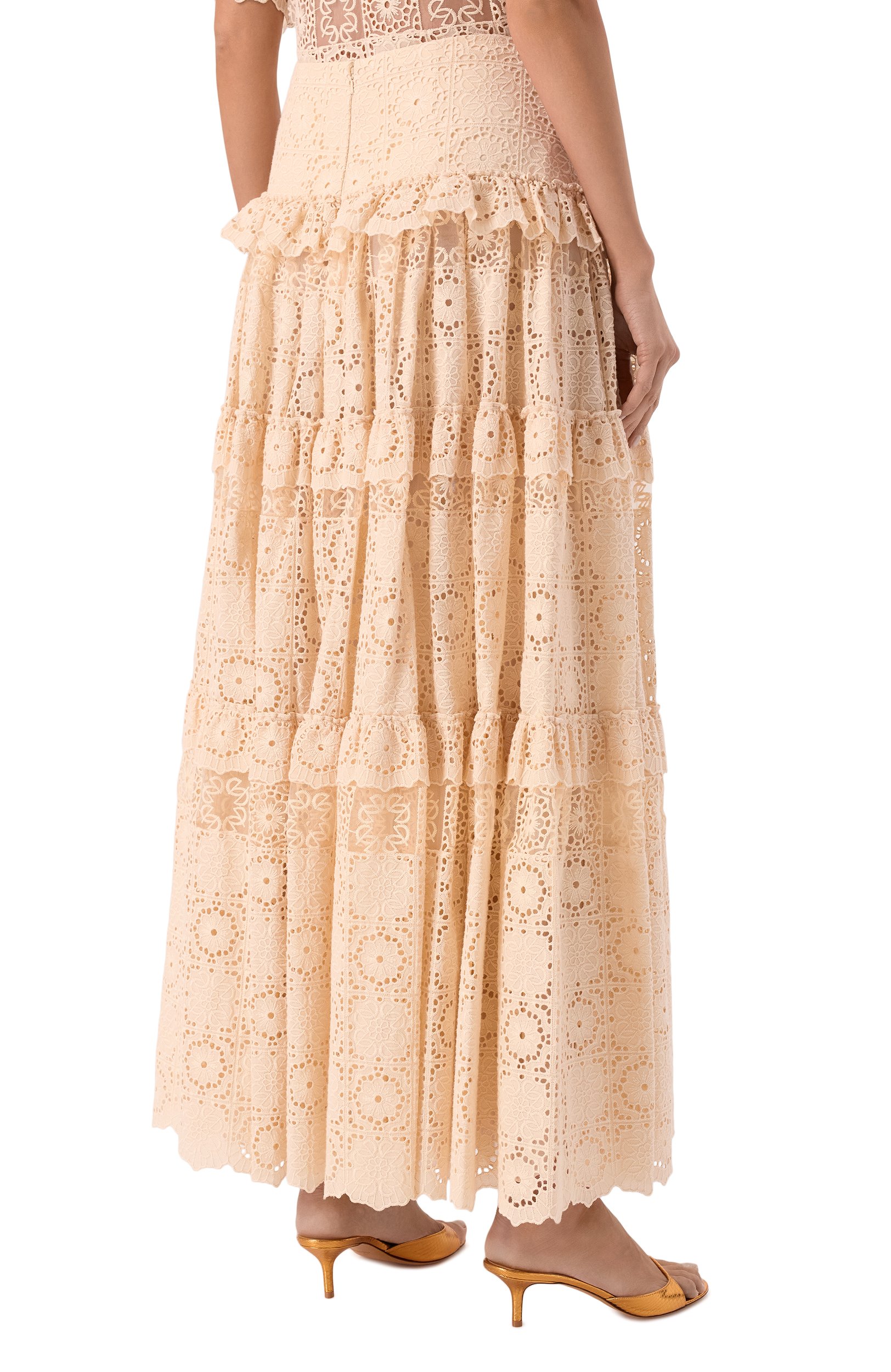 Юбка из хлопка и шелка ELIE SAAB, арт. SK291NBC26/C0EM1, фото 4