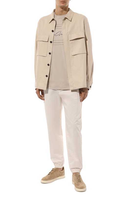 Хлопковая футболка Giorgio Armani GM000159/TE10333 Бежевый  GM000159/TE10333 Фото 2