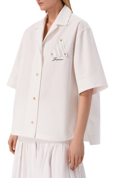Хлопковая рубашка JACQUEMUS белого цвета по цене 65650 руб., арт. 26ESHW00567/AW00648, фото 3 Хлопковая рубашка JACQUEMUS, арт. 26ESHW00567/AW00648, фото 3