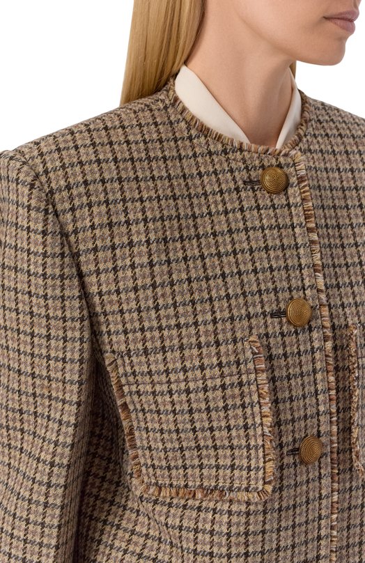 Шерстяное пальто Chloé CH26SMA14362 Коричневый  CH26SMA14362 Фото 5