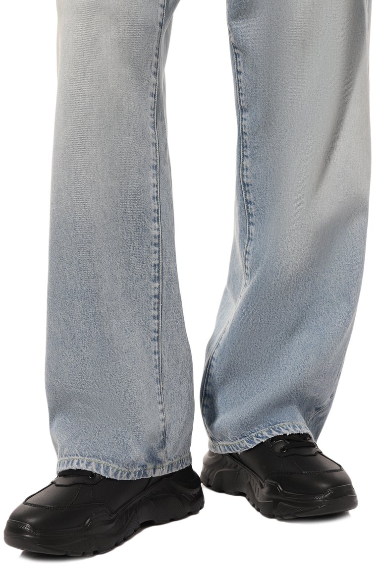 Мужские кожаные кроссовки speedtrack VERSACE JEANS COUTURE черного цвета, арт. 76YA3SC1/ZPA53 | Фото 3 (Материал сплава: Проставлено; Стили: Классический; Материал утеплителя: Без утеплителя; Материал внутренний: Текстиль; Подошва: Массивная; Драгоценные камни: Проставлено)