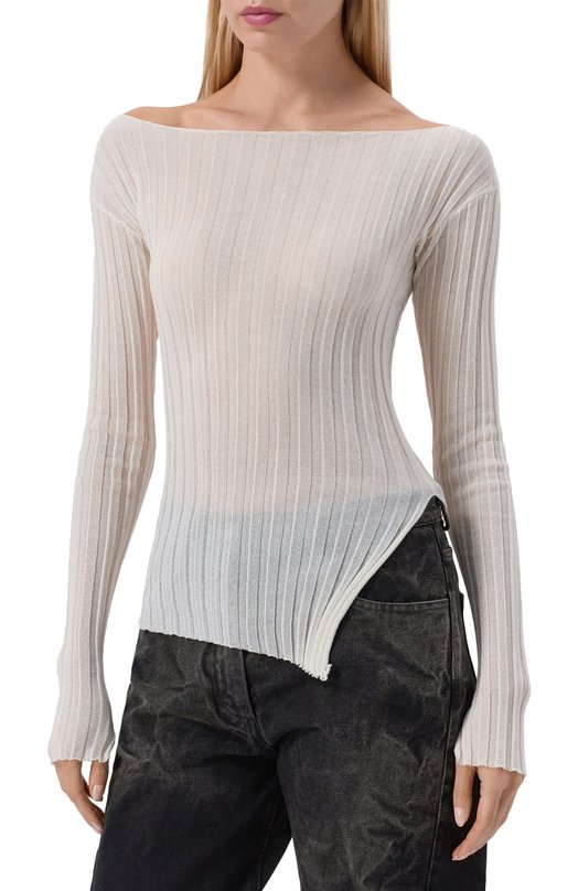 Хлопковый пуловер Isabel Benenato DK140S26 Кремовый  DK140S26 Фото 3