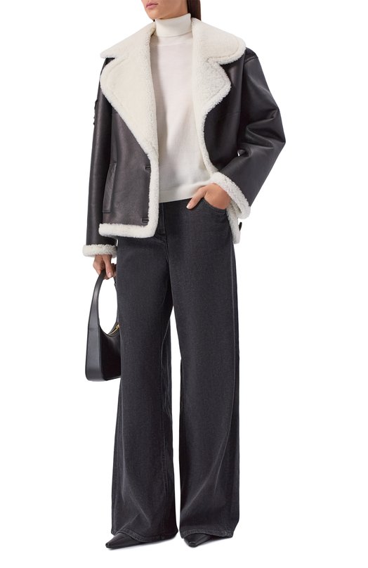 Дубленка из овчины YANINA Т-2984 Чёрно-белый  Т-2984 Фото 2