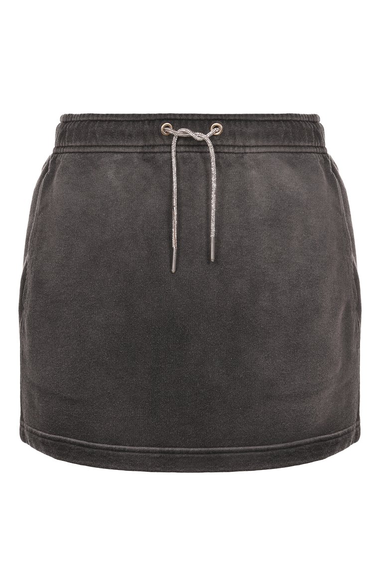 Женская хлопковая юбка ALEXANDERWANG.T серого цвета, арт. 4CC1255063 | Фото 1 (Длина Ж (юбки, платья, шорты): Мини; Материал внешний: Хлопок; Стили: Кэжуэл)