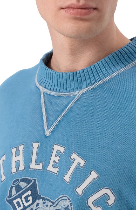 Хлопковый свитшот Dolce & Gabbana G9BZKT/G7P0U Синий  G9BZKT/G7P0U Фото 5