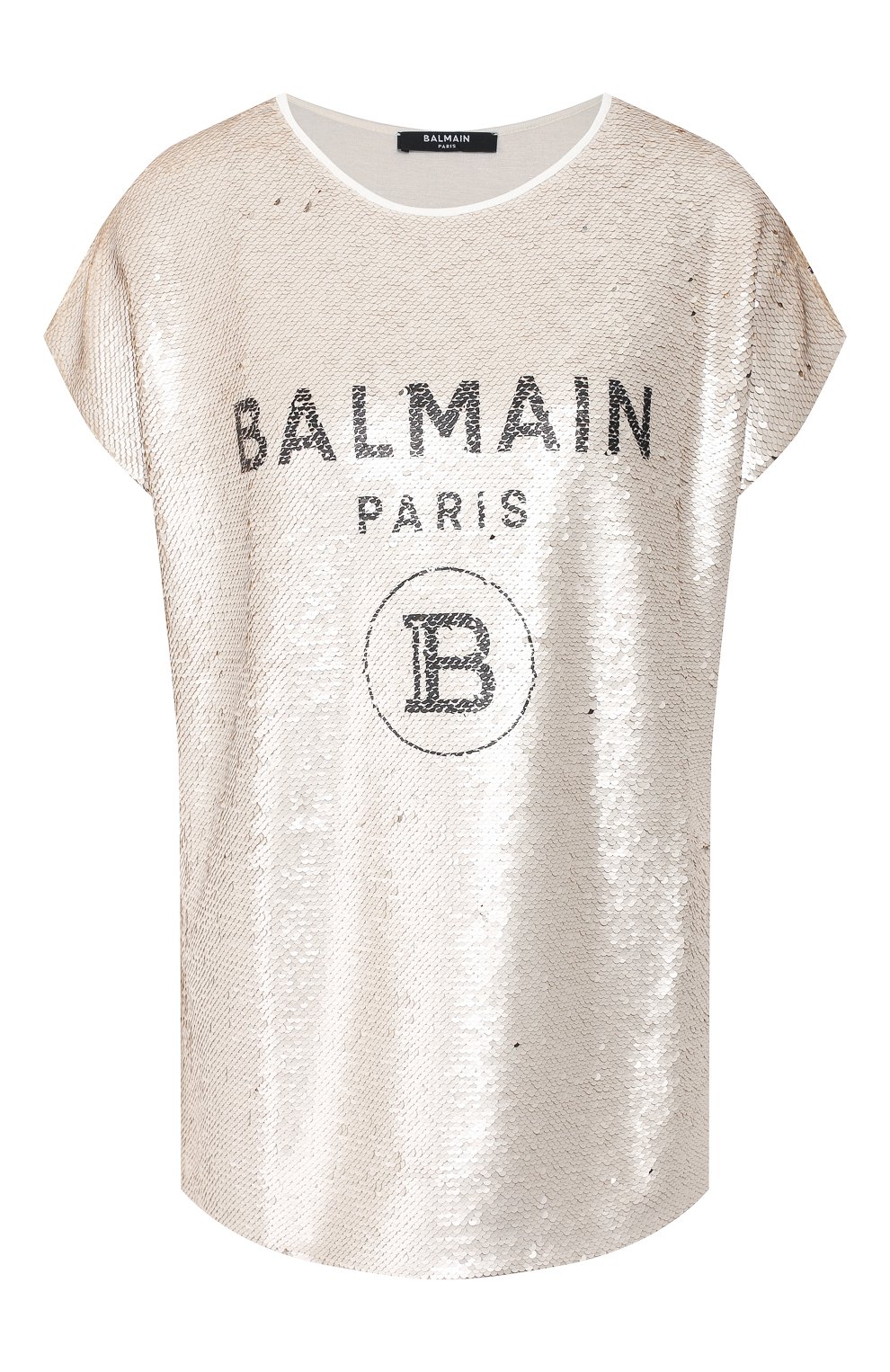 Топ с пайетками BALMAIN черно-белого цвета по цене 106500 руб., арт. TF11351/J037, фото 1 Топ с пайетками BALMAIN, арт. TF11351/J037, фото 1