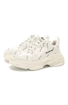 Мужские комбинированные кроссовки triple s BALENCIAGA белого цвета, арт. 536737/W2FA1 | Фото 1 (Стили: Классический; Драгоценные камни: Проставлено; Материал сплава: Проставлено; Материал внешний: Экокожа; Подошва: Массивная; Кросс-КТ: Низкие; Материал утеплителя: Без утеплителя; ширина носка стельки: 8,5, 9,2, 9,4, 9,5)