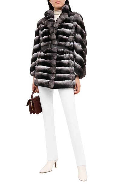 Шуба из меха шиншиллы с поясом KITON, арт. D46685X04P17, фото 2