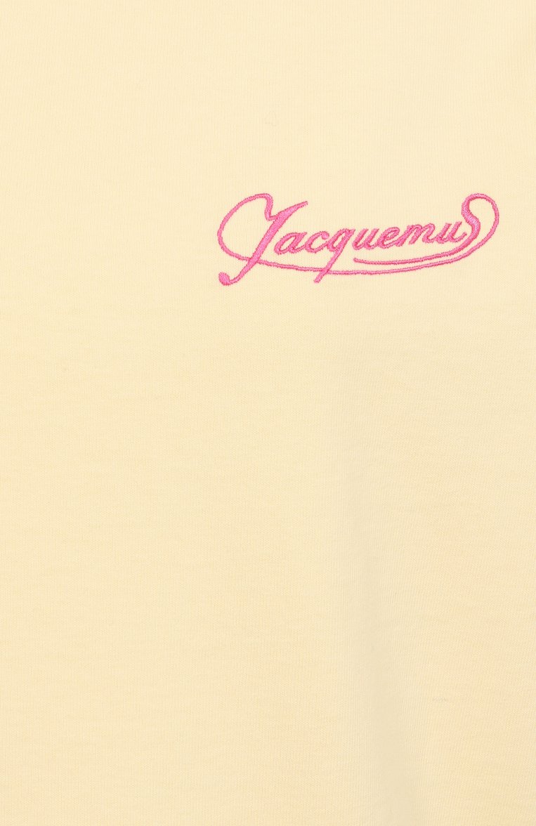Женская хлопковая футболка JACQUEMUS желтого цвета, арт. 25E251JS216 | Фото 6 (Длина (для топов): Стандартные; Материал внешний: Хлопок; Стили: Кэжуэл; Женское Кросс-КТ: Футболка-одежда; Рукава: Короткие; Принт: С принтом)