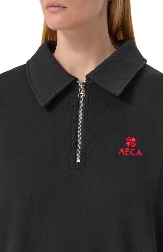 Хлопковый свитшот AECA WHITE AWCMFWBDTSSSO002C0.BLACK (S) Чёрный  AWCMFWBDTSSSO002C0.BLACK (S) Фото 5