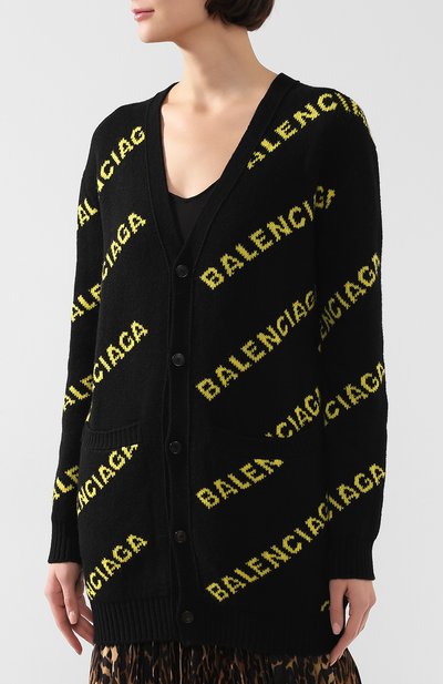 Шерстяной кардиган BALENCIAGA черного цвета по цене 83650 руб., арт. 555280/T1473, фото 3 Шерстяной кардиган BALENCIAGA, арт. 555280/T1473, фото 3