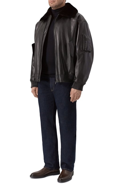 Кожаный бомбер с подкладкой из норки MVST M25.1PM.0004/BIG SIZE/PL0NGE Чёрный  M25.1PM.0004/BIG SIZE/PL0NGE Фото 2