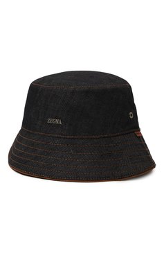 Мужская панама из хлопка и льна ZEGNA темно-синего цвета, арт. Z7I13HA7/B7K | Фото 1 (Материал: Лен, Текстиль, Хлопок; Нос: Не проставлено)
