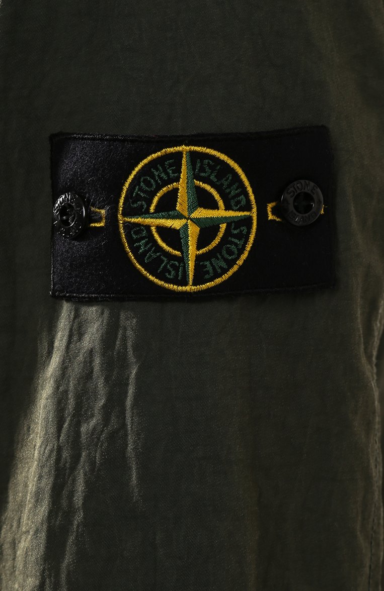 Мужской плащ STONE ISLAND хаки цвета, арт. 721540226 | Фото 5 (Материал внешний: Синтетический материал; Длина (верхняя одежда): До середины бедра; Мужское Кросс-КТ: Верхняя одежда, Плащ-верхняя одежда; Рукава: Длинные; Стили: Кэжуэл, Милитари; Материал сплава: Проставлено; Драгоценные камни: Проставлено)