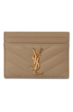 Женский кожаный футляр для кредитных карт monogram SAINT LAURENT бежевого цвета, арт. 423291/B0W01 | Фото 1 (Материал: Натуральная кожа; Нос: Не проставлено; Материал сплава: Проставлено)