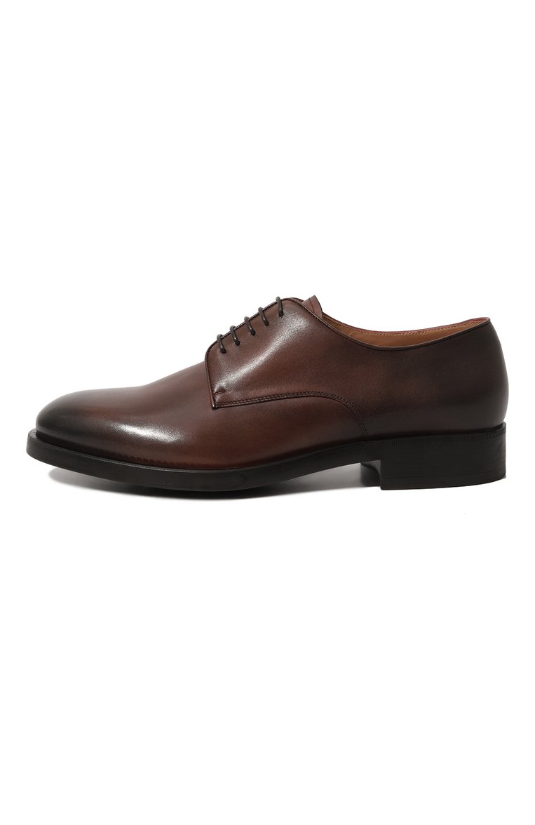 Мужские кожаные дерби GIORGIO ARMANI коричневого цвета, арт. X2C679/XF222 | Фото 4 (Материал внутренний: Натуральная кожа; Стили: Классический; Нос: Не проставлено; Материал сплава: Проставлено; Материал внешний: Натуральная кожа)