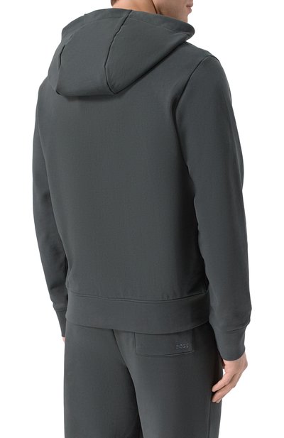 Хлопковая толстовка BOSS темно-зеленого цвета по цене 25950 руб., арт. 50546405, фото 4 Хлопковая толстовка BOSS, арт. 50546405, фото 4