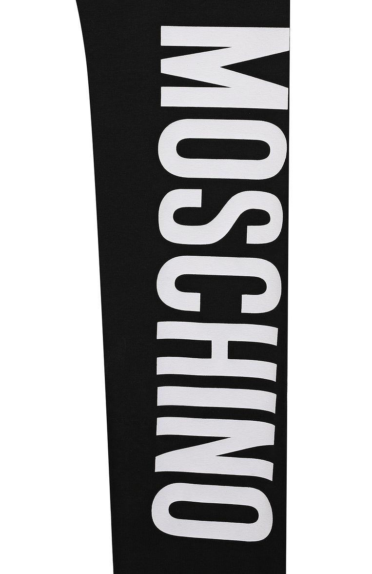 Детские хлопковые легинсы MOSCHINO черного цвета, арт. H4P047/LBA00/4 | Фото 3 (Материал внешний: Хлопок; Девочки Кросс-КТ: Леггинсы-одежда; Нос: Не проставлено; Материал сплава: Проставлено)