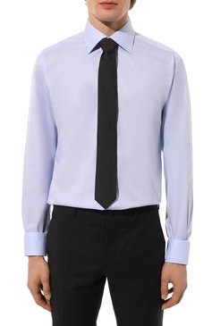 Мужская хлопковая сорочка BRIONI голубого цвета, арт. RCA20L/P90C3 | Фото 3 (Рукава: Длинные; Длина (для топов): Стандартные; Драгоценные камни: Проставлено; Материал сплава: Проставлено; Материал внешний: Хлопок; Манжеты: На пуговицах; Случай: Формальный; Воротник: Кент; Рубашки М: Regular Fit; Принт: Однотонные; Стили: Классический)