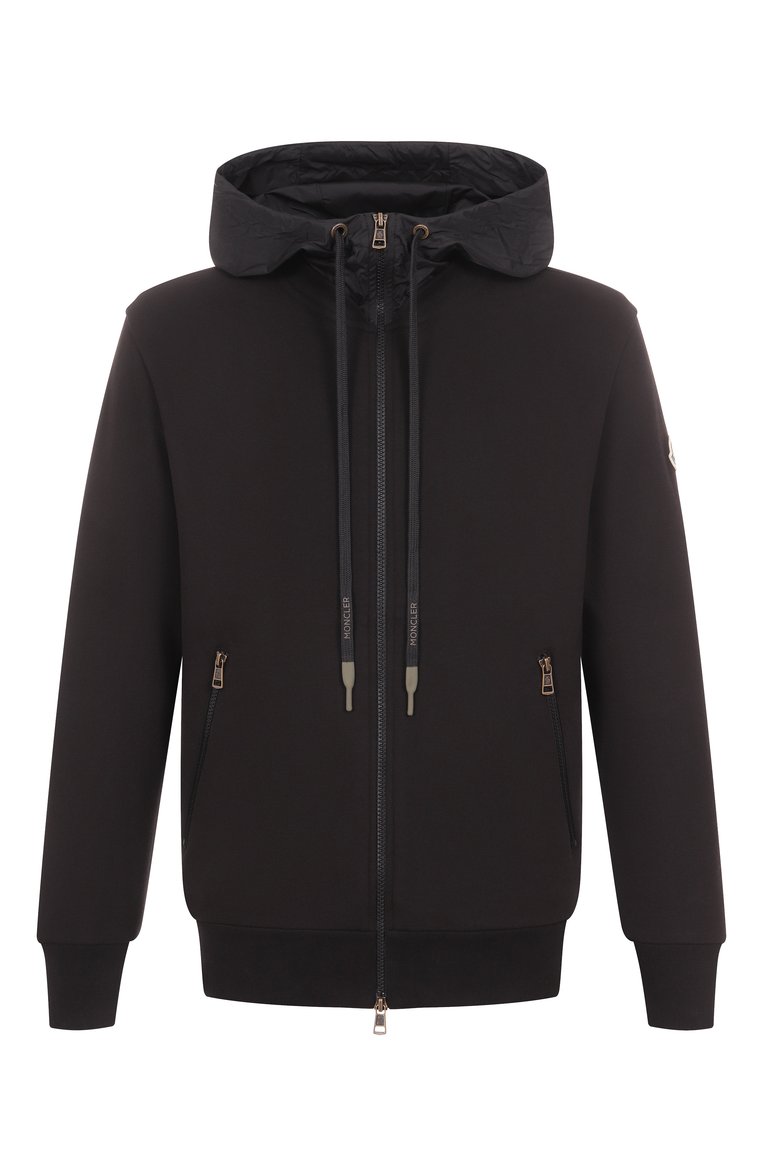 Мужской хлопковая толстовка MONCLER черного цвета, арт. 8G00034/899WC | Фото 1 (Материал внешний: Хлопок; Длина (для топов): Стандартные; Мужское Кросс-КТ: Толстовка-одежда; Рукава: Длинные; Стили: Спорт-шик)