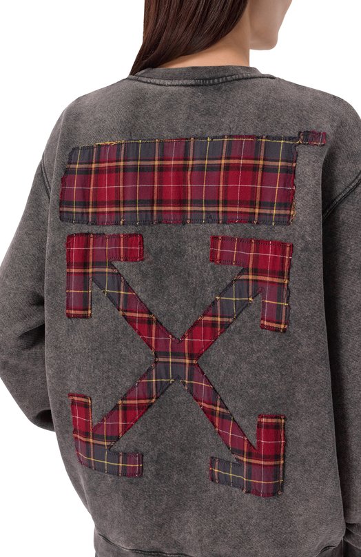 Хлопковый свитшот Off-White 0WBA055F25FLE002 Серый  0WBA055F25FLE002 Фото 5