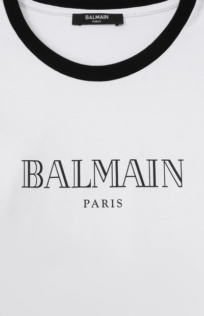 Хлопковая футболка BALMAIN белого цвета по цене 17950 руб., арт. BY8P41, фото 3 Хлопковая футболка BALMAIN, арт. BY8P41, фото 3