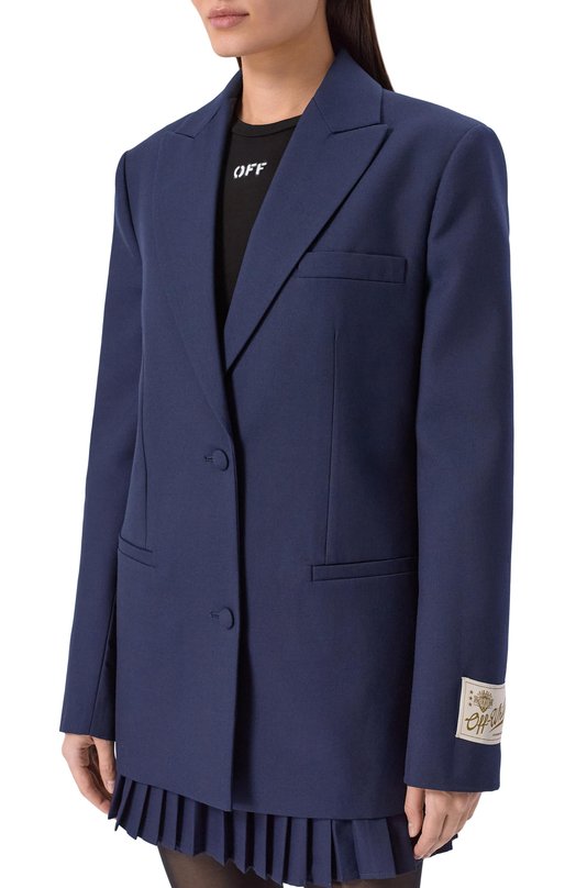 Жакет из шерсти и лиоцелла Off-White 0WEF099F25FAB001/W0 GAB LABEL C0RP T0MB0Y JKT Синий  0WEF099F25FAB001/W0 GAB LABEL C0RP T0MB0Y JKT Фото 3