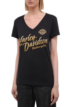 Женская хлопковая футболка exclusive for moscow HARLEY-DAVIDSON черного цвета, арт. R004101 | Фото 3 (Материал внешний: Хлопок; Длина (для топов): Стандартные; Рукава: Короткие; Женское Кросс-КТ: Футболка-одежда; Стили: Гранж; Принт: С принтом; Нос: Не проставлено; Материал сплава: Проставлено; Региональные ограничения белый список (Axapta Mercury): Не проставлено)