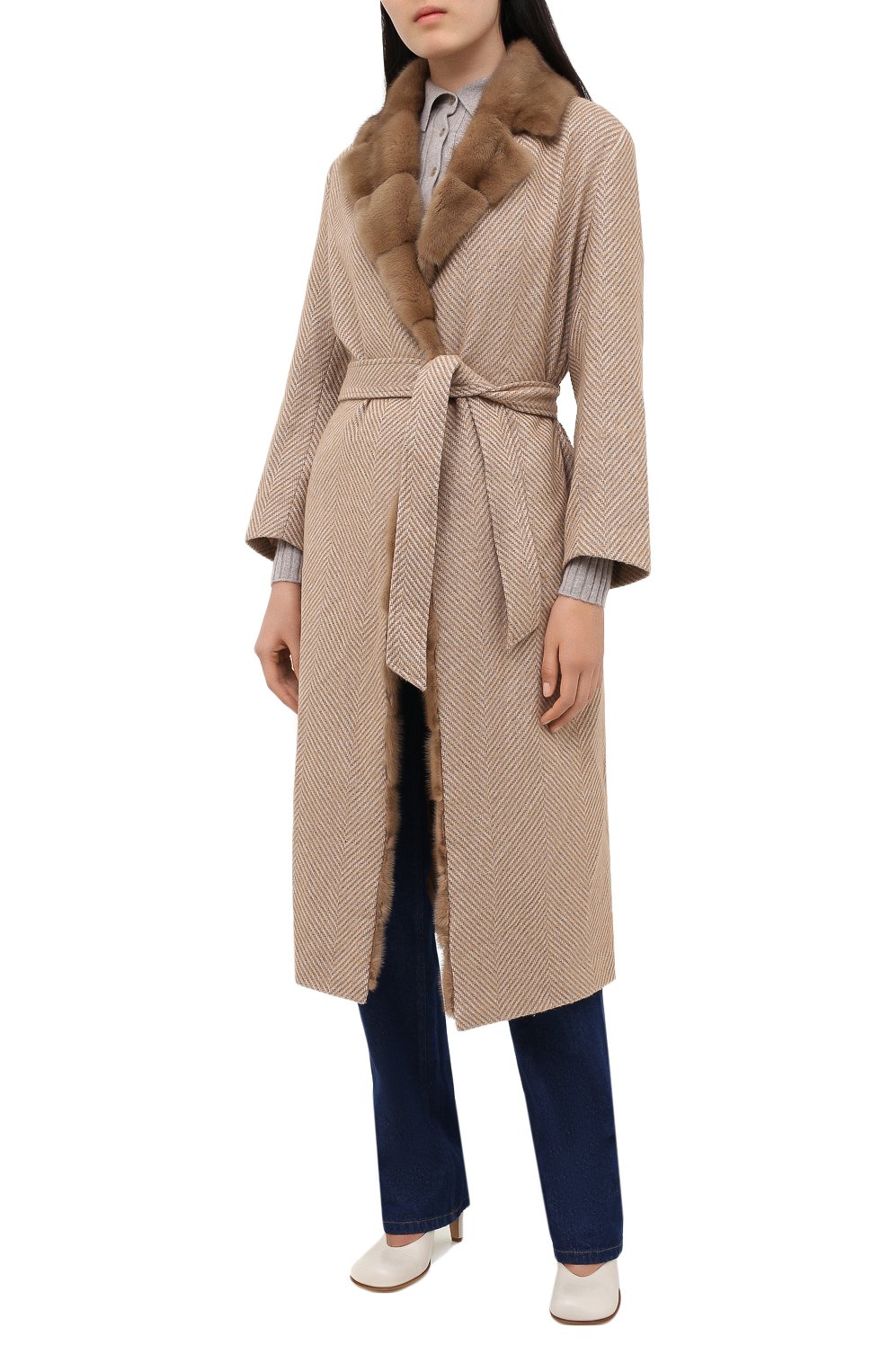 Шерстяное пальто с меховой отделкой SIMONETTA RAVIZZA, арт. ELLEN3/SS509, фото 3