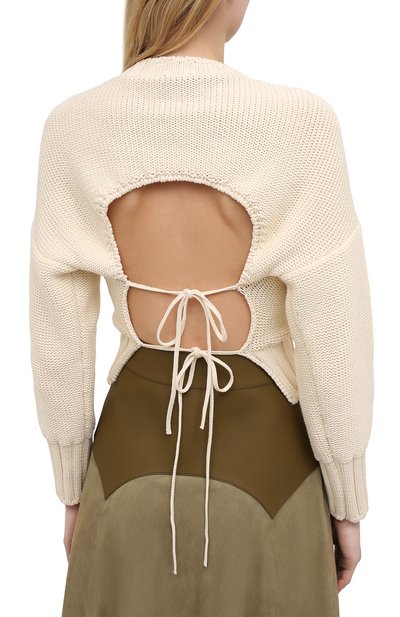 Хлопковый свитер MSGM кремового цвета по цене 42400 руб., арт. 3042MDM226 217488, фото 4 Хлопковый свитер MSGM, арт. 3042MDM226 217488, фото 4