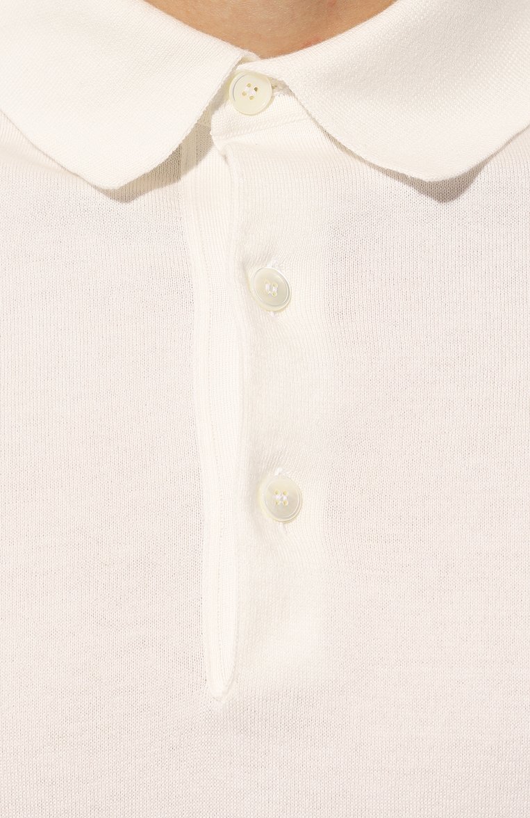 Мужское хлопковое поло ZEGNA белого цвета, арт. E8C90A7/C32 | Фото 5 (Длина (для топов): Стандартные; Материал внешний: Хлопок; Рукава: Короткие; Застежка: Пуговицы; Стили: Кэжуэл; Кросс-КТ: Трикотаж; Принт: Без принта; Автоматизация ТО: Проставлено; Автоматизация состава: Проставлено)