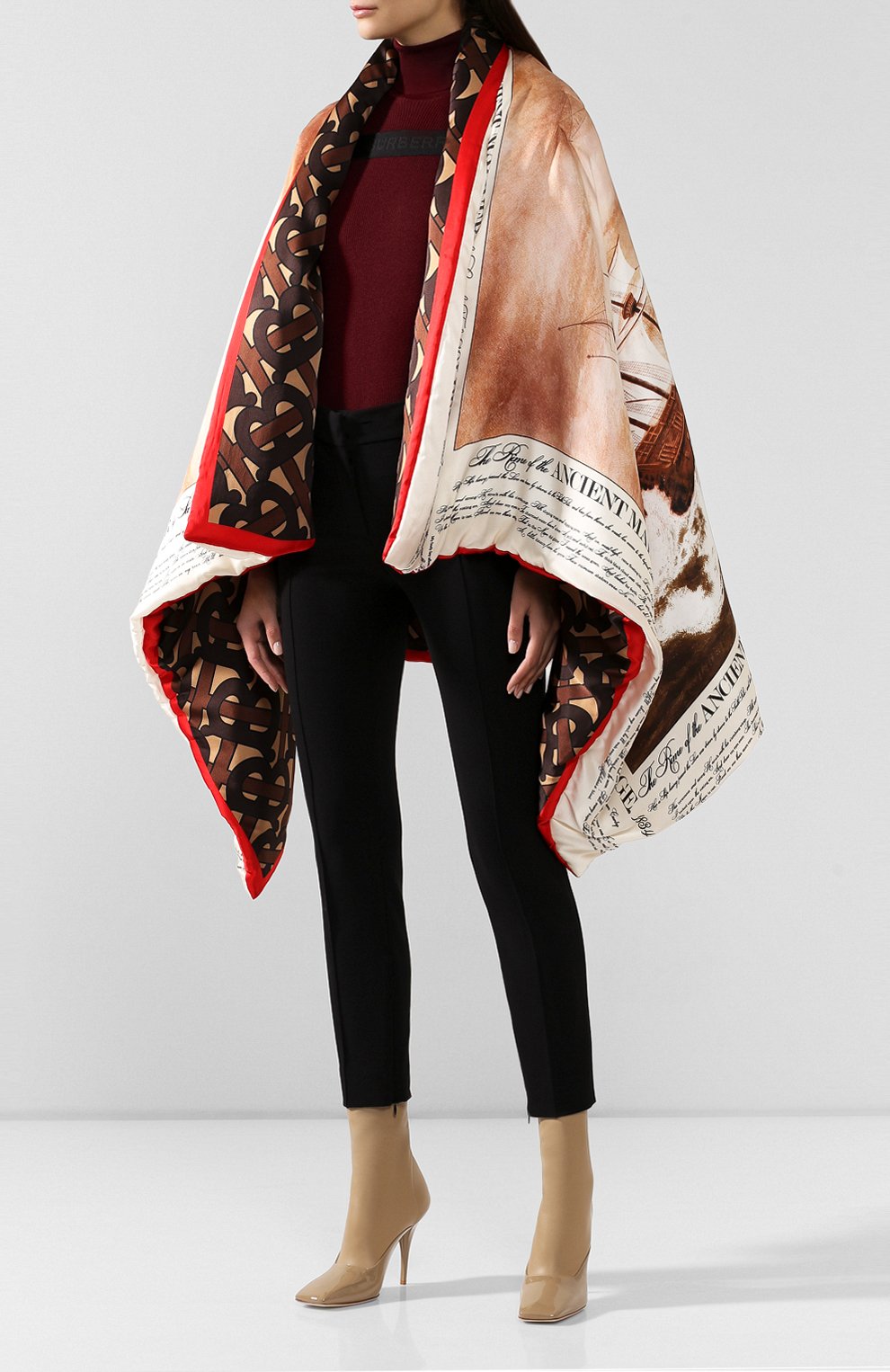 Шелковая накидка BURBERRY коричневого цвета по цене 149000 руб., арт. 8021556, фото 3 Шелковая накидка BURBERRY, арт. 8021556, фото 3