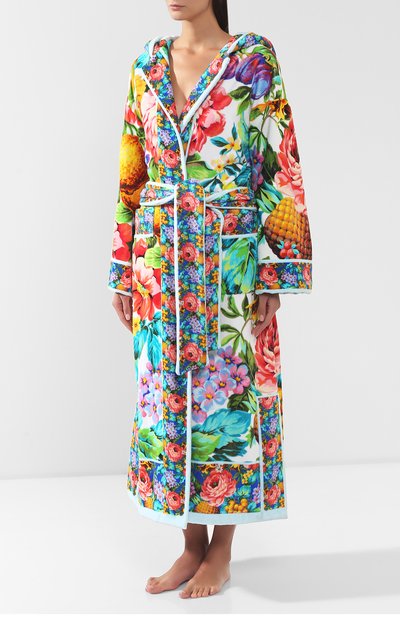 Хлопковый халат DOLCE & GABBANA разноцветного цвета по цене 270000 руб., арт. 00A03J/0MU84, фото 3 Хлопковый халат DOLCE & GABBANA, арт. 00A03J/0MU84, фото 3