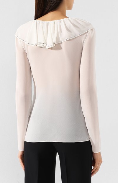 Блузка PHILOSOPHY DI LORENZO SERAFINI белого цвета по цене 53000 руб., арт. A0213/5717, фото 4 Блузка PHILOSOPHY DI LORENZO SERAFINI, арт. A0213/5717, фото 4